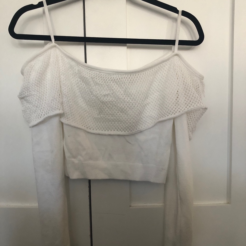 LONG SLEEVE WHITE CROP WITH NET